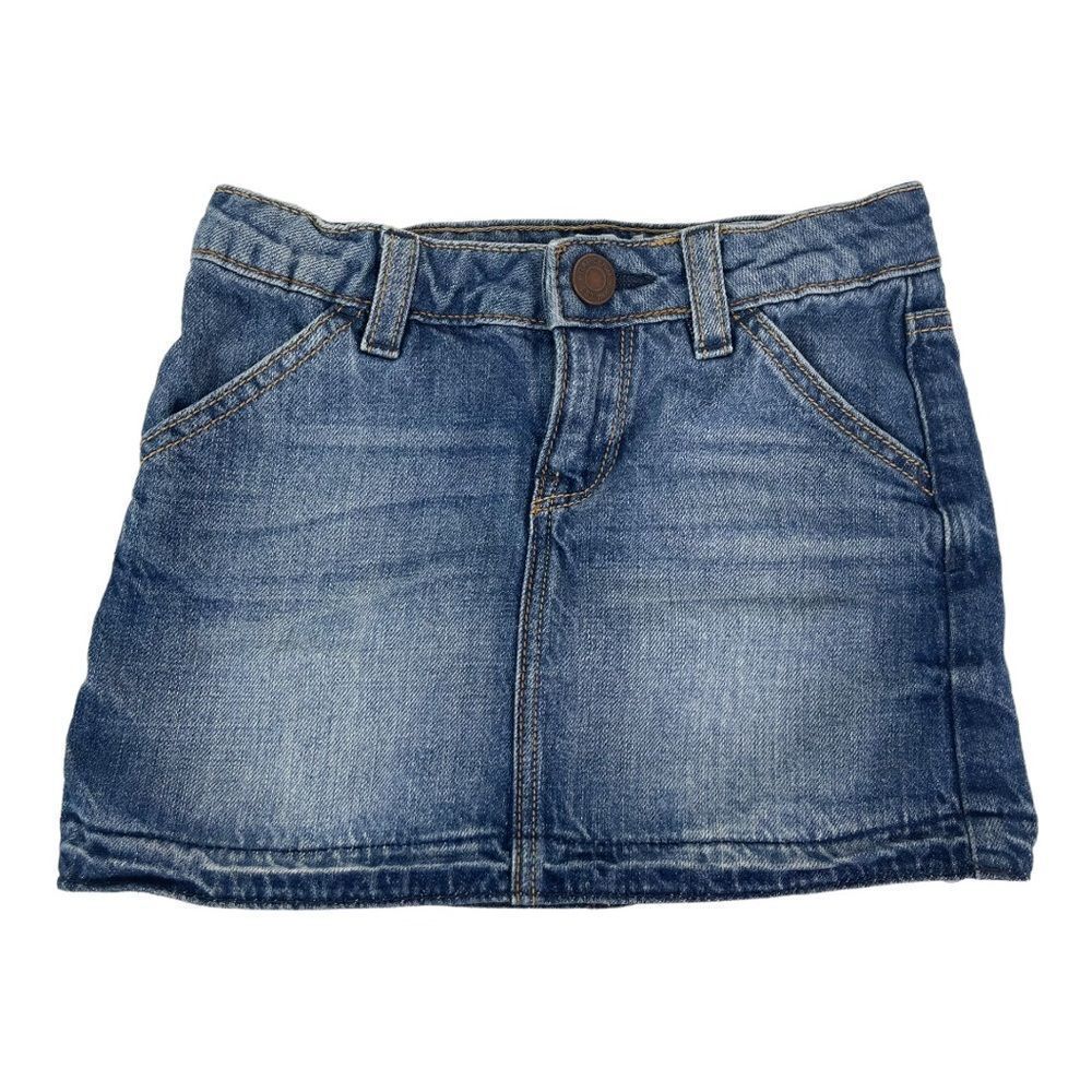 Baby Gap 1969 Denim Blue Jean Mini Skirt Medium Wash Adjustable 4 Years EUC